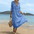thumbnail image 6 of Omexry Spring Summer Dresses for Women Women's Summer Casual Dress Gradual Sleeveless Neck V-Neck Long Dress Blue XXL, 6 of 8