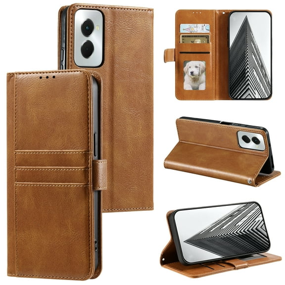 TECH CIRCLE Folio Case for Motorola Moto G Power (2022) (6.5") 2022 Phone - Protective Flip Fold Case with Wrist Strap, Built-in Stand & Card Slots Holders, Lightweight Portable Phone Cover, Brown