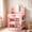 26''Pink, variant on JassmiPkwy Princess Kids Vanity Set with Mirror and Lights, Toddler Vanity Table with Chair, Storage Tabletop, Bookshelf, White