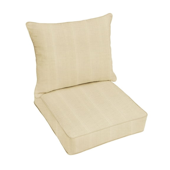 Set of 2 Sand Beige Sunbrella Indoor and Outdoor Deep Seating Pillow and Cushion Chair, 25"