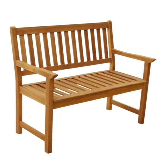 Patio Wise Indoor Outdoor 4-Foot Traditional Acacia Wooden Bench with Armrest, 48 in x 37.5 in