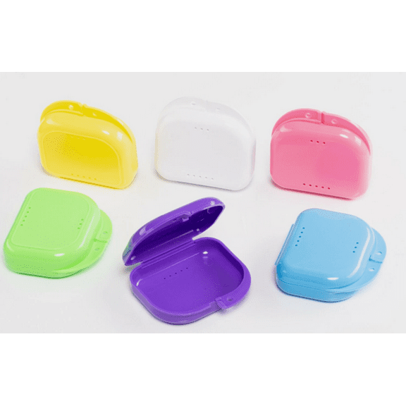 12 Pack Assorted Dental Retainer Boxes – Denture & Mouthguard Storage Containers with Secure Lid