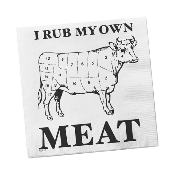 Funny Napkins - I RUB MY OWN MEAT - Boutique Cocktail Napkin, 5"X5", Pack Of 20 Napkins For Parties And Entertaining