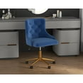 thumbnail image 2 of Velvet Armless Home Office Desk Chair, Swivel Height-Adjustable Small Cute Vanity Chair for Women/Girls, Comfy Makeup Chair with Rivet and Gold Base for Living Room, Bedroom(Blue), 2 of 18