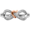 thumbnail image 4 of Gold 14k Two-tone Diamond Infinity w/Heart Ring - Ring Size 7.0 Natural Diamonds, 4 of 8
