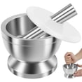 thumbnail image 1 of Stainless Steel Mortar And Pestle Set Spice Herb Crusher With Silicone Lid Anti Slip Base (largesize ), 1 of 10