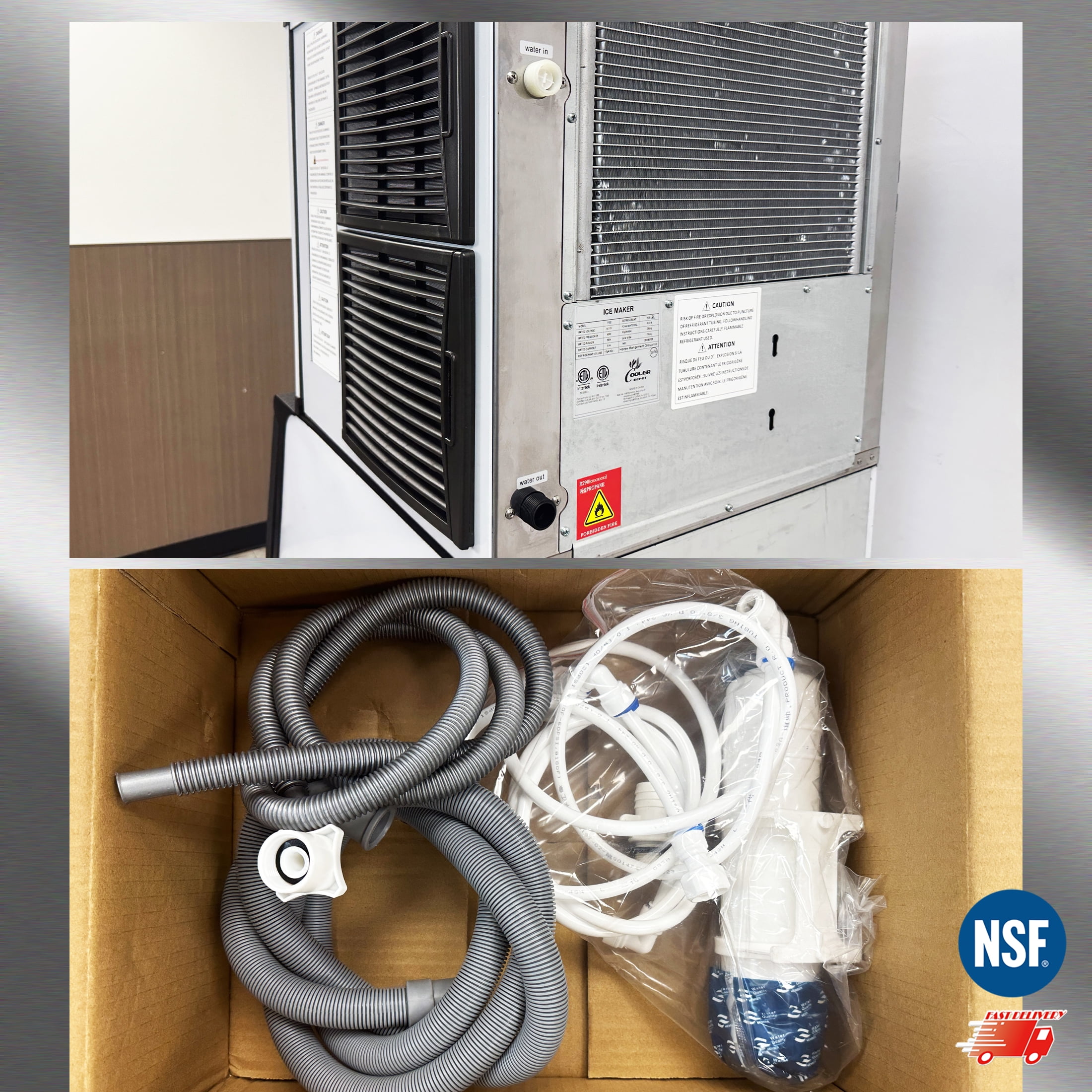 Cooler Depot NSF 350 lb Commercial Ice Maker Machine, Split Design with Touch Screen, Model TF350