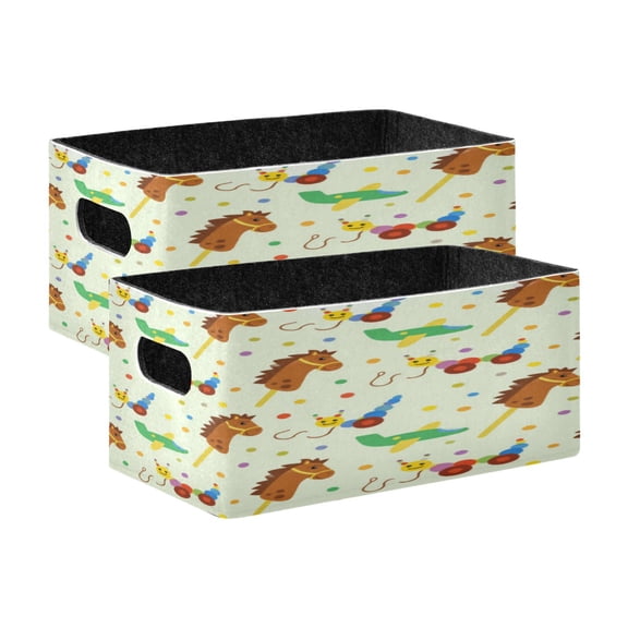 2 Pack Foldable Felt Storage Cubes 10.1×6.3×4.7in Open Home Storage Bins for Organizing Shelf, Lime Toys Printed