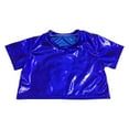 thumbnail image 2 of Wuxian Girls Funny T Shirtsshine Sequins Shirts Crop Top Short Sleeve Round Neck Carnival Performance Glitter Sequin Stretch Tee Dancewear Cute Tops,Blue,7-8 Years, 2 of 4