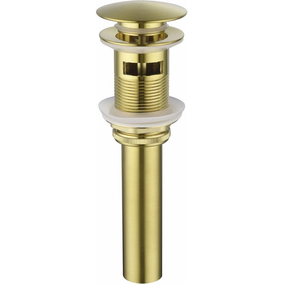 GUENG Brushed Gold Pop-Up Sink Drain Stopper, Brass Bathroom Sink Drain with Overflow