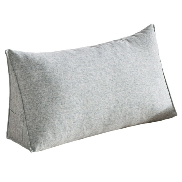 Large Soft Triangle Back Pillow for Sofa and Bed Support with Removable Washable Cover and Convenient Side Pocket