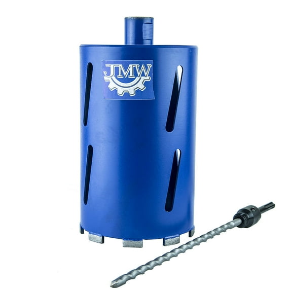 Jeremywell Dry Diamond Drill Core Bit for Brick and Concrete with Pilot Bit - 6" (152mm) Diameter with SDS Plus Arbor for #30/40 Diamond, Laser Welded
