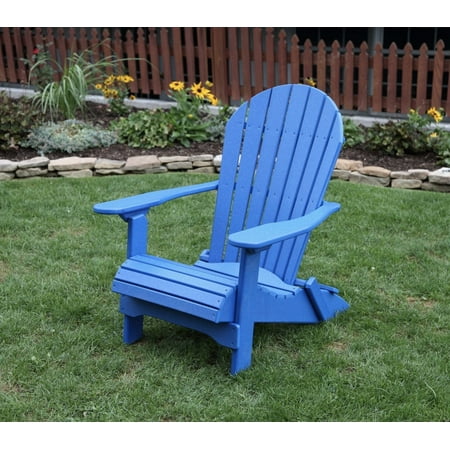 Amish Adirondack Folding Blue POLY LUMBER Rolled Seating Heavy Duty EVERLASTING Lifetime PolyTuf HDPE AMISH CRAFTED Folding Adirondack Chair ()