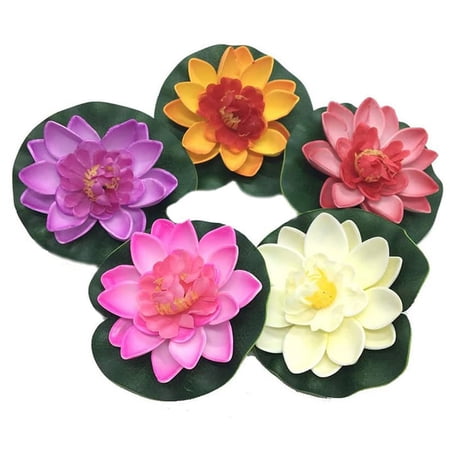 5pcs Artificial Floating Water EVA Lotus Flower Pond Decor Tank Plant OrnamAL