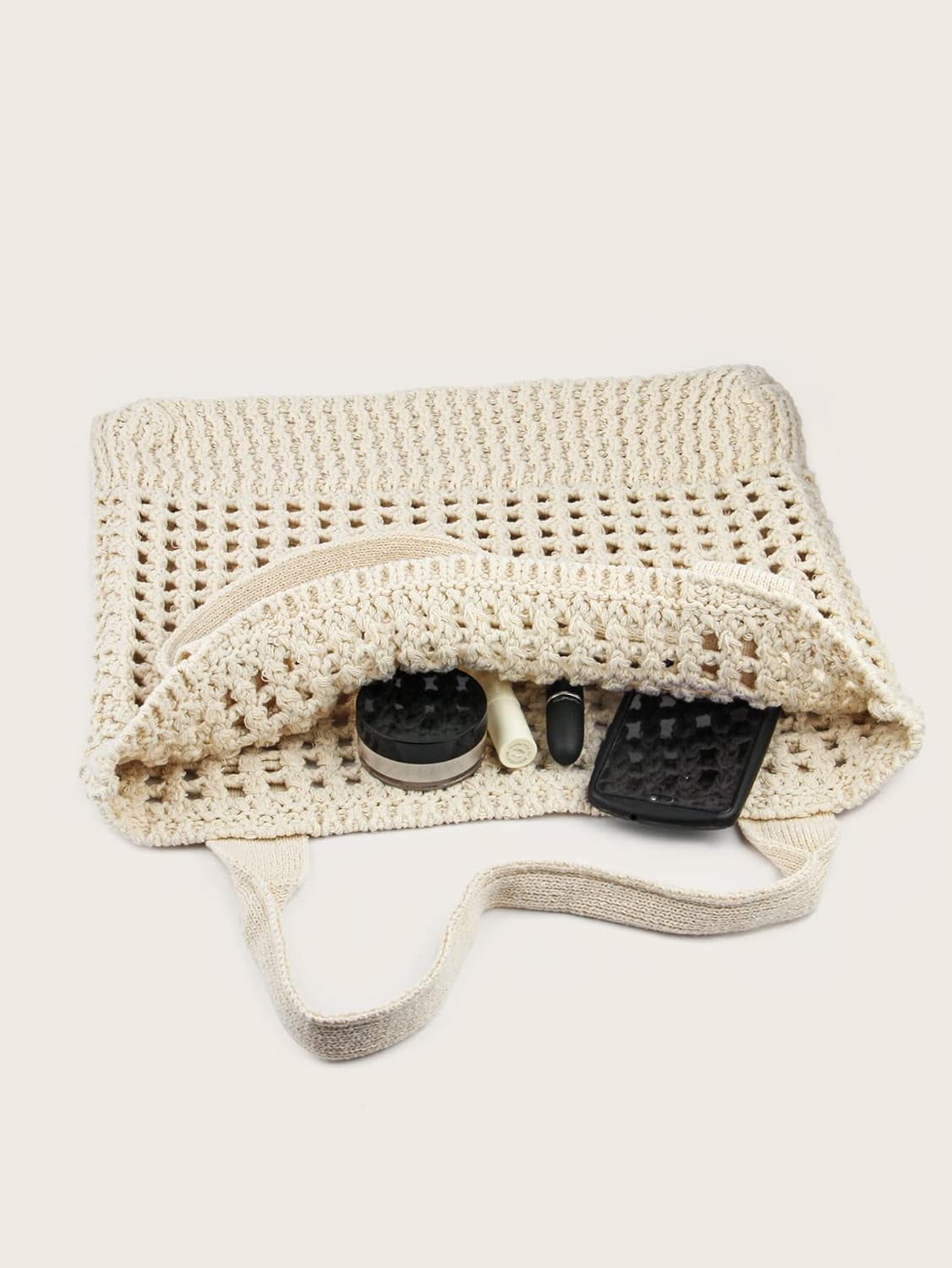 CAILDANL Women's Beach Tote Bag, Crochet Knit Hollow Design, Stylish Tote for Beach,Travel and Everyday Use Aesthetic Handbag