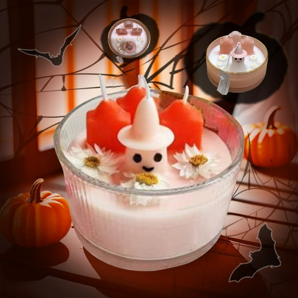 Xihbxyly Vela de Cementerio Pinksghost, Decoración Única de Halloween, Vela Perfumada para Un Ambiente Acogedor, Perfecta para La Oficina o El Hogar, Regalo de Temática Espeluznante, Tamaño 4X6 Pulga