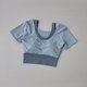 thumbnail image 3 of Falso top deportivo de dos piezas de manga corta para mujer, top deportivo transpirable de verano con sujetador, ropa de yoga de baile corta ajustada de secado rápido, 3 of 6