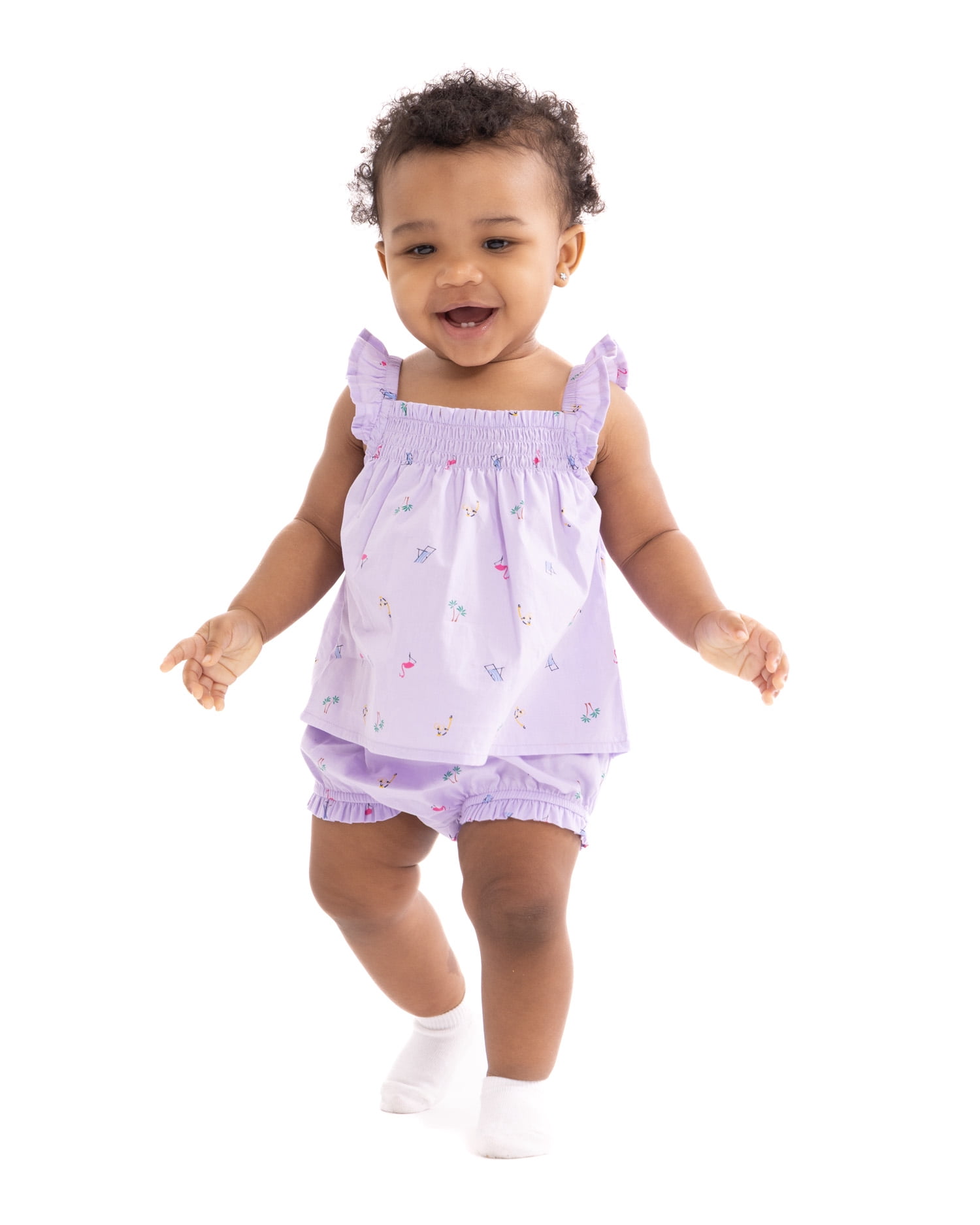 Wonder Nation Baby Girls Printed Tank Top and Matching Shorts Set, 2-Piece, Sizes 0/3M-24M