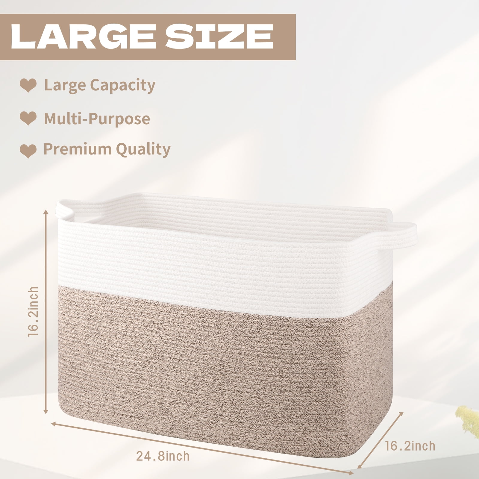 LITERRA Large Blanket Basket Rope Storage Baskets for Organizing, Bedroom Livingroom Washingroom 28 Gallon