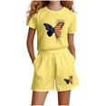 thumbnail image 2 of Amidoa Girls Summer 2 Piece Outfits Floral Short Sleeve and Casual Shorts Kids Clothing Set Yellow Size 6, 2 of 5