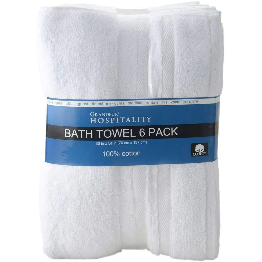 Grandeur Hospitality Bath Towel 6 Pack 34" x 54" 100 Cotton 6 Pack