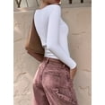 thumbnail image 2 of Womens Long Sleeve Shirts Crop Tops Fall Fashion 2025 Square Neck Going Out Basics Tees Y2k Clothes White M, 2 of 5