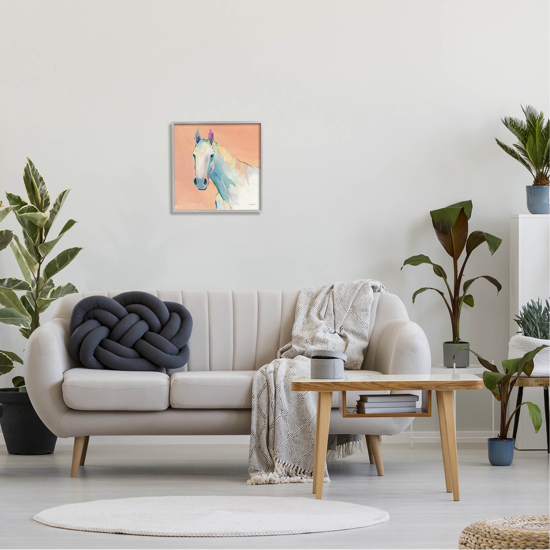 Stupell Industries Modern Horse Vivid Composition Painting Gray Framed Art Print Wall Art, Design by Avery Tillmon