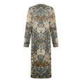 thumbnail image 6 of Women's Nightgown Sleep Dress Long Loungewear V-Neck Henley Nightdress with Pocket Floral Print for Spring Fall,Light Brown,2XL, 6 of 8