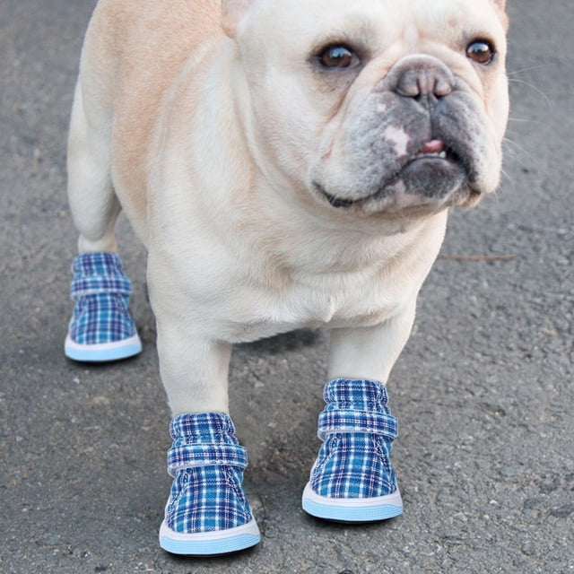 Zapatos para mascotas, 4 piezas, zapatos antideslizantes azules para cachorros, zapatos para perros, diseñados con precisión Jadeshay A
