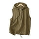 thumbnail image 4 of Chaquetas y abrigos casuales con capucha sin mangas Cárdigan de lino con capucha para mujer Chaleco informal sin mangas con costuras sueltas Chaqueta corta Chaleco de algodón y lino para mujer, 4 of 4