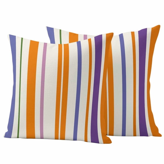2 Pack Outdoor Waterproof Throw Pillow Covers,Vintage Colorful Striped Decorative Square Pillow Case Patio Pillowcases for Chair Couch Sofa 16x16in