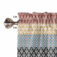 thumbnail image 5 of Boho Orange Curtain Valance for Windows/Kitchen/Living Room/Bedroom, Yellow Geometric Stripes Turquoise Bohemia Rod Pocket Window Treatment Short Drape Topper Small Tier Cafe Curtains Panel 54X18, 5 of 8