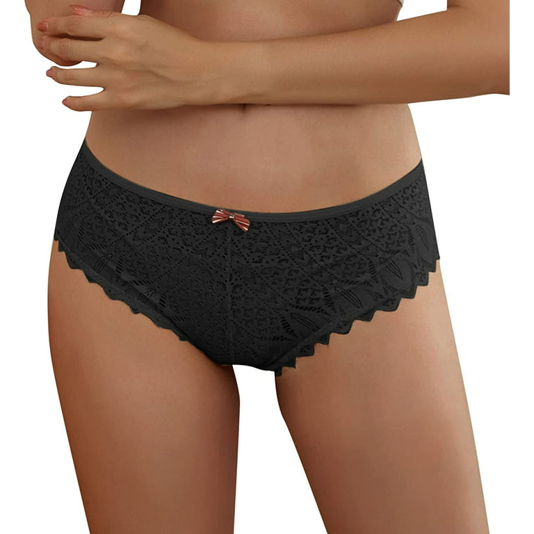 Panties for Women Crochet Lace Lace Up Panty Sexy Hollow Out Underwear  Gothic Lingerie Plus Size Women (Black, S) 