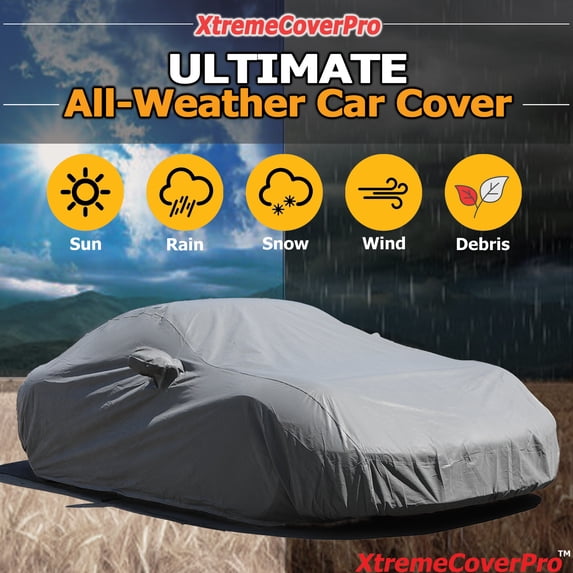 All Weather Car Cover Fits Cadillac Eldorado 1986 1987 1988 1989 1990 1991, waterproof, uv-proof, easy access zipper, wind-proof, detachable straps grey