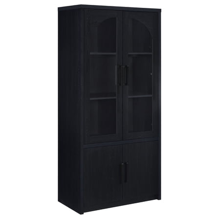 Riva 4-door Tall Accent Display Cabinet LED Lighting Black