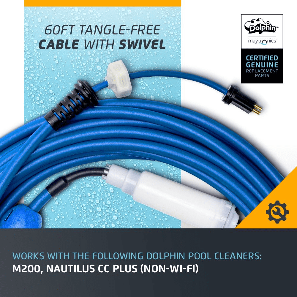 Dolphin Genuine Replacement Part  Durable 60 FT Blue Cable with Swivel for Tangle-Free Operation  Part Number 9995862-DIY