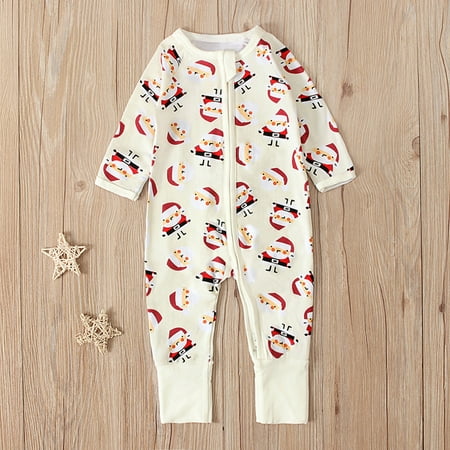 

Fidelma Girls Romper Newborn Infant Baby Boys Girls Cartoon Print Santa Claus Zipper Romper Jumpsuit White-66