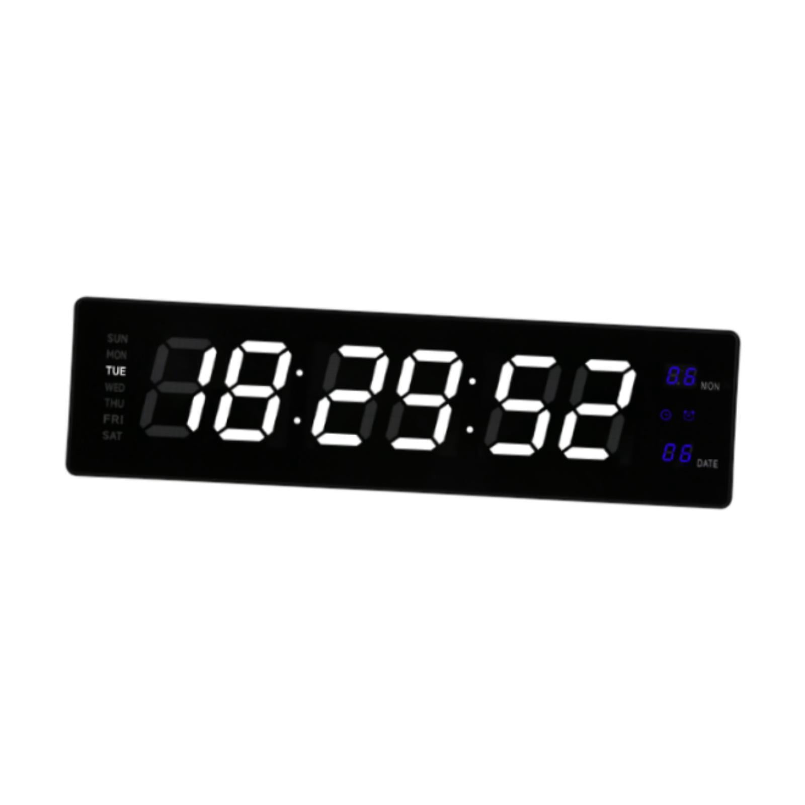 Baoblaze LED Digital Clock Bedroom Display Date Calendar Bar Wall Hanging Alarm Clock White Blue