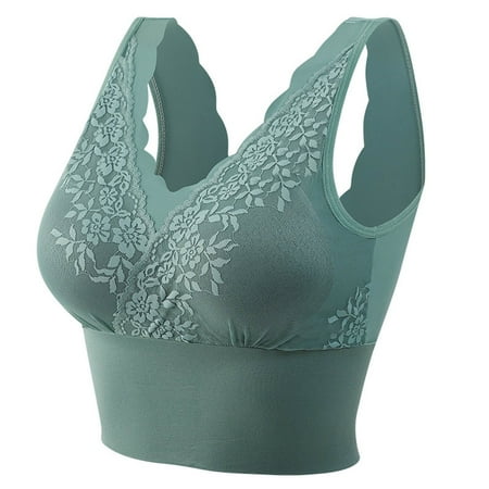 

Pxiakgy lingerie for women Women s Lace Back Halter Wrap Removable Gathered And Fitting Underwear Green + M