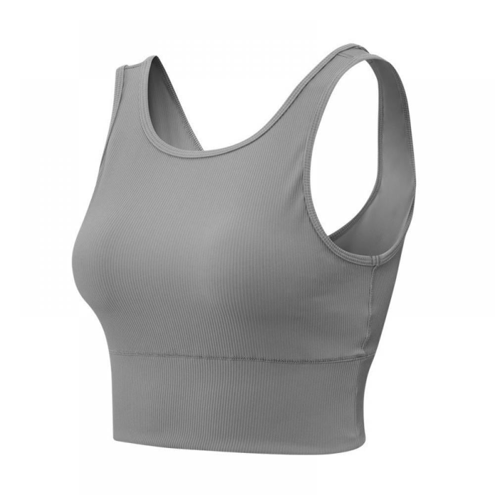 Women's Sports Yoga Vest Sleeveless Halter Neck Ribbed Workout Gym ...