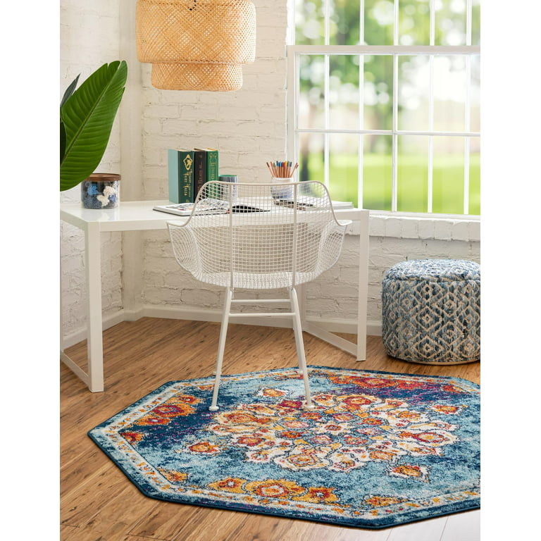 Unique Loom Kokulu Parker Rug Multi Blue 5 1 Octagon Border Traditional Perfect For Living Room Bed Dining Office Com