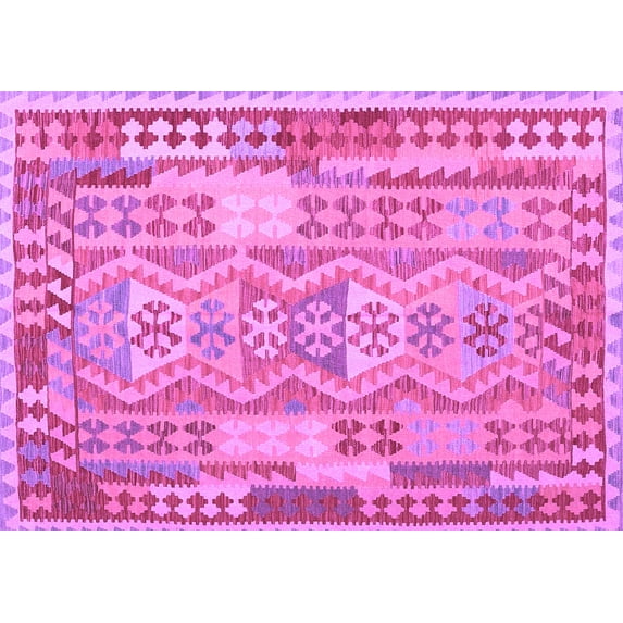 Ahgly Company Indoor Rectangle Abstract Purple Contemporary Area Rugs, 3' x 5'