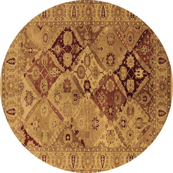 Ahgly Company Indoor Round Oriental Brown Industrial Area Rugs, 4' Round