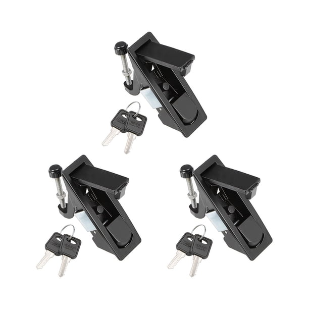 Cerradura de panel de gabinete eléctrico, cerradura de botón emergente, sin llave, negra 606-2 3PCS