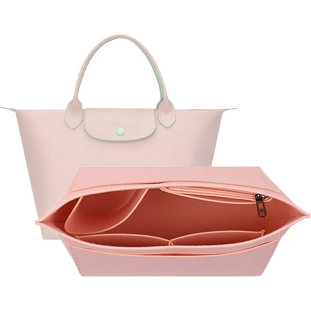 LAICAIW Purse Organizer Multi Pocket Felt Handbag Organizer Folding Tote Bag organizer insert for Insert Wallet Organizer for Longchamp Pink Large Walmart