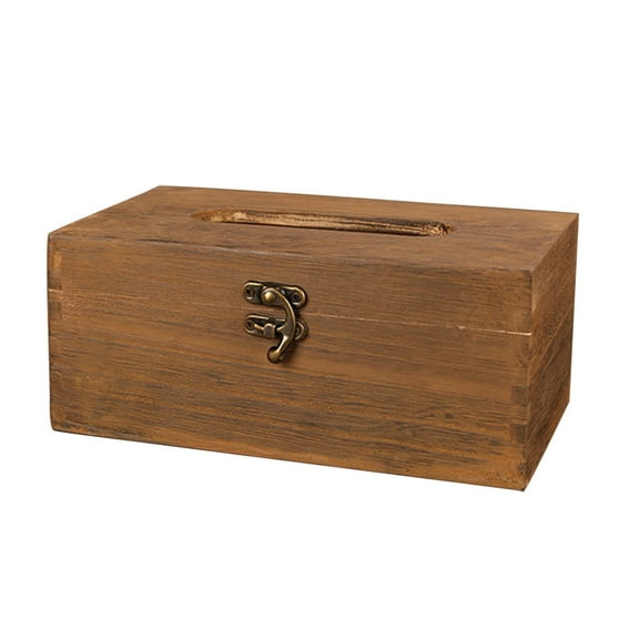Lloopyting Kleenex Tissues Boxes Tissue Box Cover Country Rustic Brown Torched Wood Bathroom Facial Tissue Box Holder Cover Napkin Dispenser Room Decor Brown 21*12*10cm