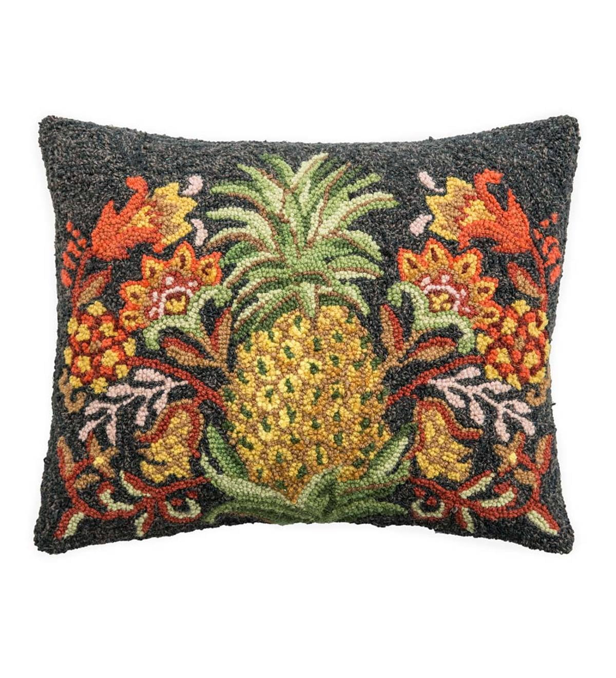 HandHooked Wool Pineapple Throw Pillow