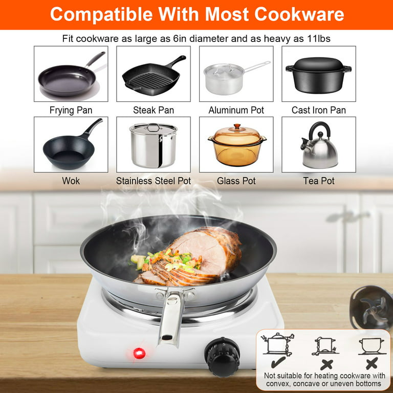Electric Hot Plate for Cooking Portable Single 1000W Cast Iron hot plates  Heat-up in Seconds