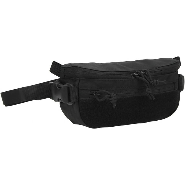 HUGFEGWE Multi Functional Waist Pack, Wearproof Waist Pack Stain Resistant Hook and Loop Straps Double Open Zipper for Training (Matte Black) CJB91-49872