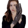 thumbnail image 2 of Women Leather Gloves Driving Ladies TouchScreen Gloves Ruched, 2 of 6